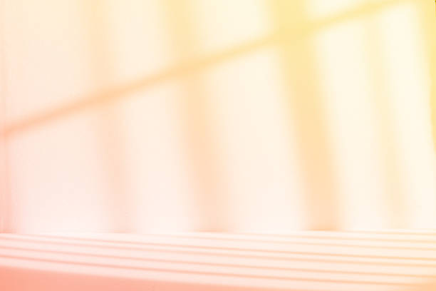 istock Abstract orange color gradient studio background with shadows of window. Empty 3d room with copy space. Summer concept. Display product with blurred backdrop. 2220366624