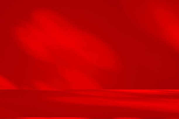 istock Studio style background wall decoration presentation uses white and red tones. with shadows cast from a nearby window, concept creating a decorative 2220366656