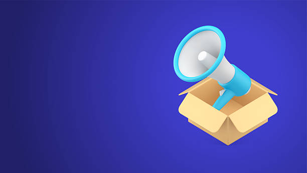 istock Delivery service promo announcement loudspeaker marketing advertising realistic 3d icon vector 2220369706