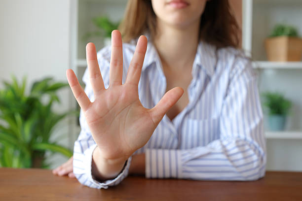 istock Woman hand at home gesturing number five 2220369947