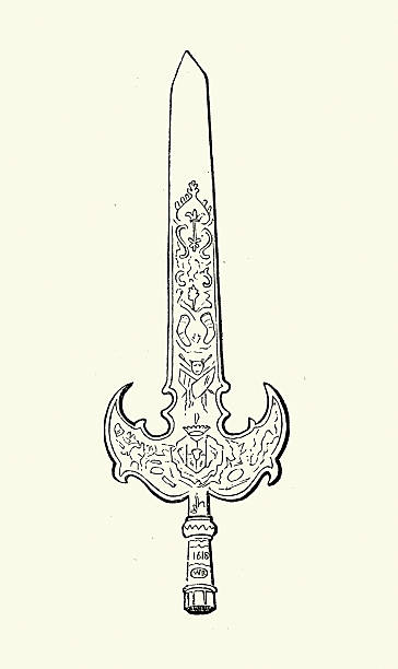 istock Military history, partisan (or partizan) blade, a type of polearm weaopn, during the 16th, 17th, and 18th centuries 2220376346