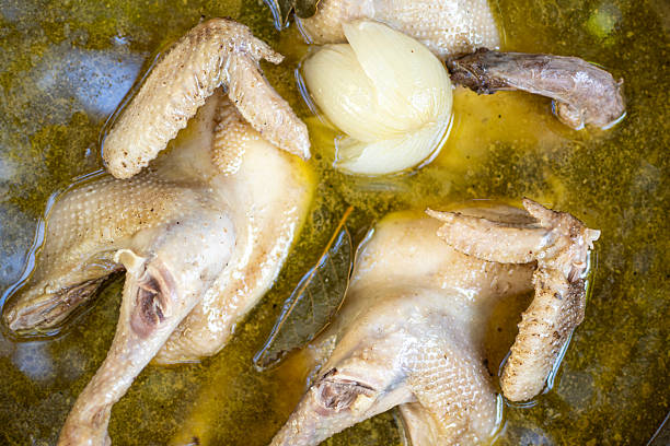 Boiled chicken in chicken soup