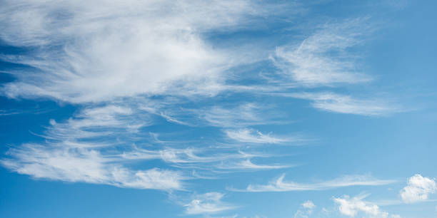 istock Soft white cirrus clouds against the blue sky on a sunny day. Empty space use for background or backdrop in nature concept 2220382947