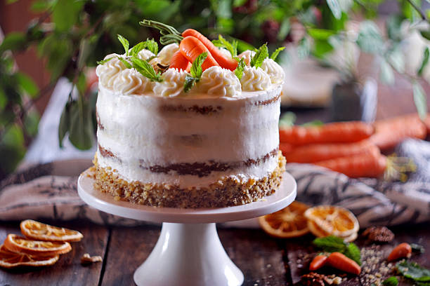 Easter carrot cake with walnut and cream cheese frosting