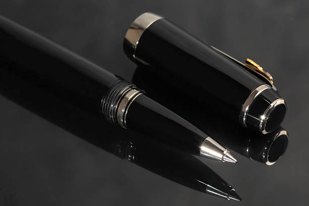 istock Branded pen in a box. Gift set. Selective focus. Office interior. 2220387455