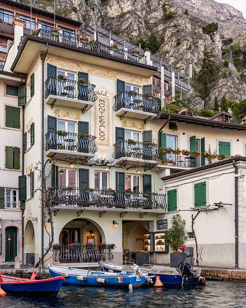 View of Pieve on the western shore of Lake Garda. Pieve is the main town in the municipality of Tremosine.
