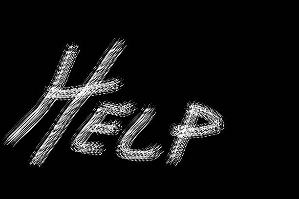 Word Help written with computer brush on a black background. Illustration. Background