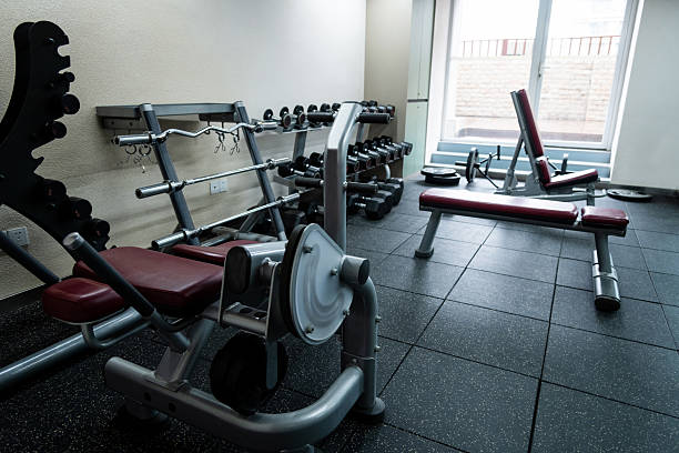 istock Strength training equipment in the gym 2220393908