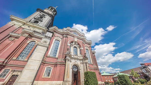 istock St. Michael's Church timelapse hyperlapse, Hamburg, Germany. Looking up perspective 2220393921