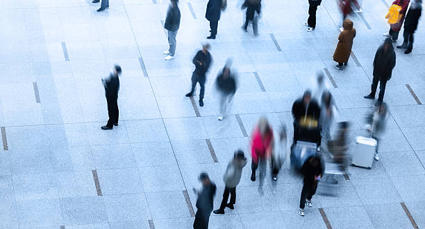 istock High angle view of people in airport 2220394470