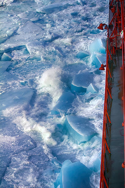 drift ice floes on the sea in hokkaido japan viewed from an icebreaker ship during winter