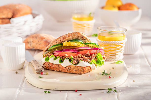 istock Fresh and delicious sandwich with pulled beef, tomato and lettuce. 2220404484