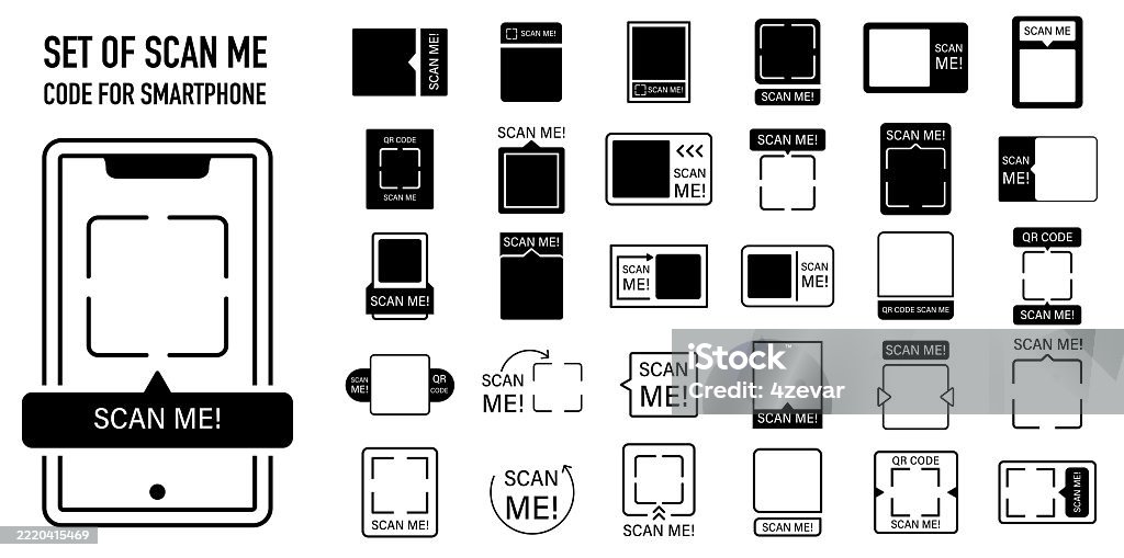 Scan Code Collection Set Of Scan Me Code Stock Illustration - Download ...