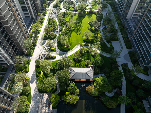 istock public garden between modern apartment 2220425679
