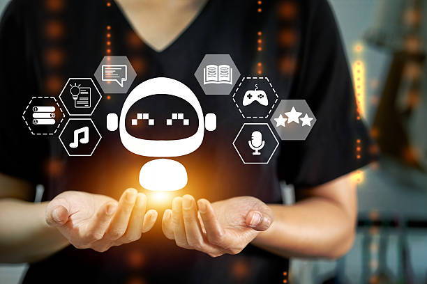 istock A glowing AI robot icon surrounded by symbols representing communication, technology, and global 2220429380