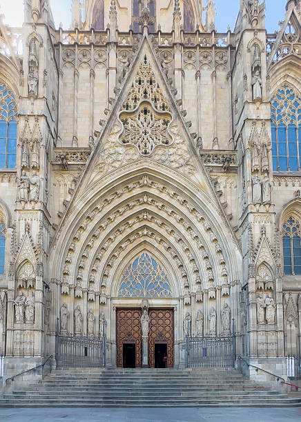 istock Main entrance doors in front facade of Barcelona Cathedral, Spain 2220431726
