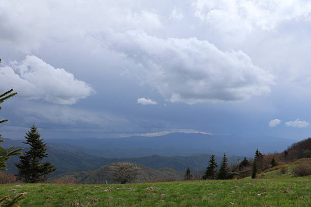 Dark storm clouds setting over the Great Smokey Mountains in North Carolina.