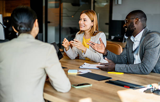 istock Business team discussing strategy during office meeting 2220436968