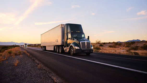 istock Long Haul Semi Truck On a Western USA Interstate Highway 2220437601