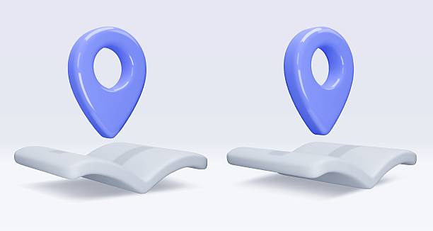 istock Set blue location pointer om map, book, placemark, marker of map, navigation pin sign. 3d GPS icon. Sign for searching on map direction. Vector render illustration isolated on white background 2220446543