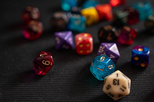 istock Colorful RPG Dice Collection with Blue Die Focus 2220452363