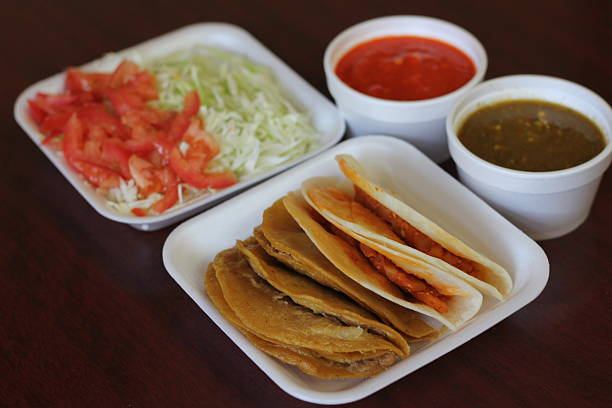 istock This image displays a platter filled with delicious tacos accompanied by fresh ingredients like lettuce and tomatoes, creating a vibrant and colorful presentation for viewers. 2220452667