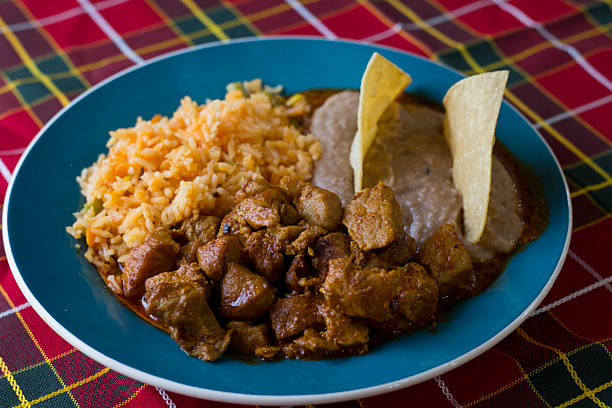 istock This image highlights a traditional Mexican plate served with meat, rice, and beans, capturing the essence of hearty home-cooked cuisine with vibrant colors. 2220452685