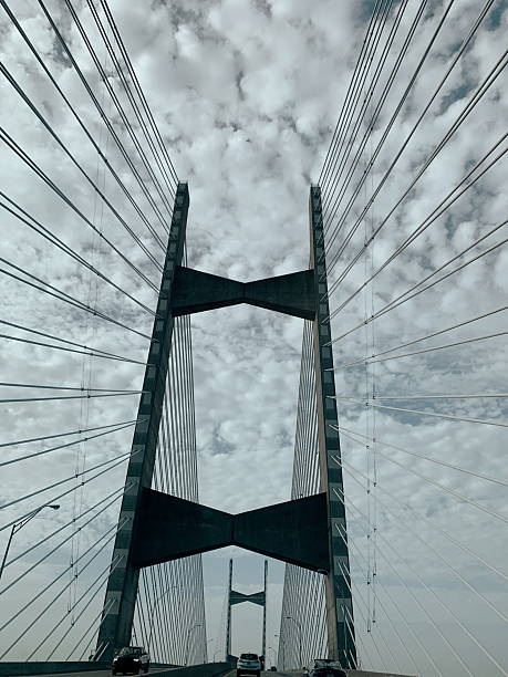 Clustered Clouds Over the Jacksonville, Florida Suspension Bridge in June 2025.