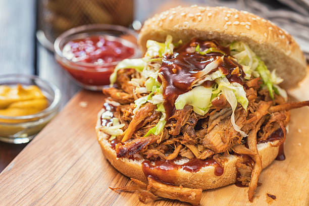 istock Homemade Pulled Pork Sandwich with Coleslaw and Barbecue Sauce 2220467636