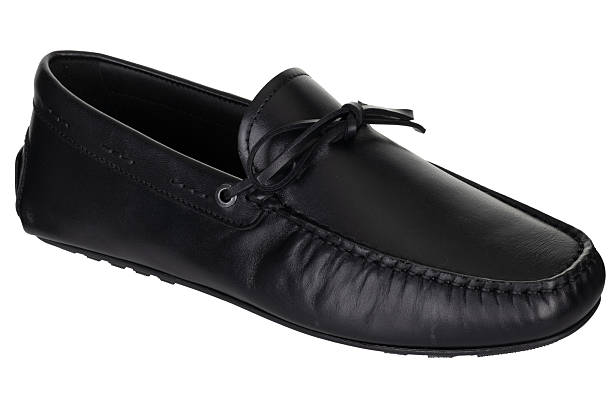 istock Mens Black Leather Loafer Shoe Front Angle 2220473130