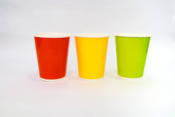 istock Colorful Paper Cups: Red, Yellow, and Green on a White Background Ready for a Party 2220479783