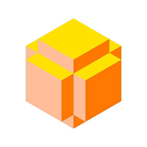 istock Isometric cube composed of layered blocks in warm yellow and orange tones. Great for infographics, abstract backgrounds, or illustrating concepts like structure  growth. 2220484412