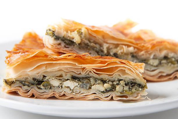 Spanakopita is a Greek pastry filled with spinach and cheese