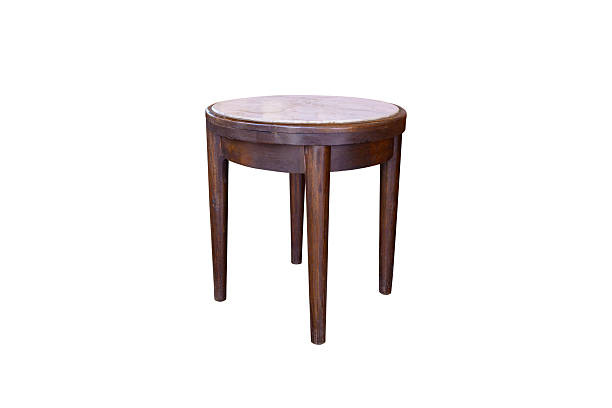 istock Wooden round table isolated on white backgrounds 2220485691