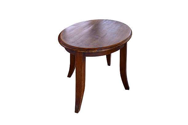 istock Wooden round table isolated on white backgrounds 2220485727