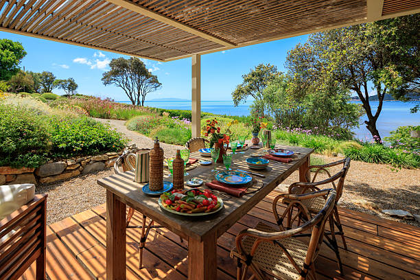 istock Beach dining terrace in Italian garden 2220489400
