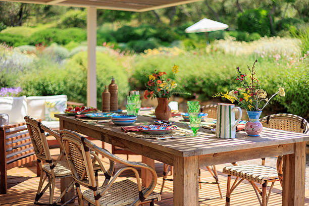 istock Beach dining terrace in Italian garden 2220489404