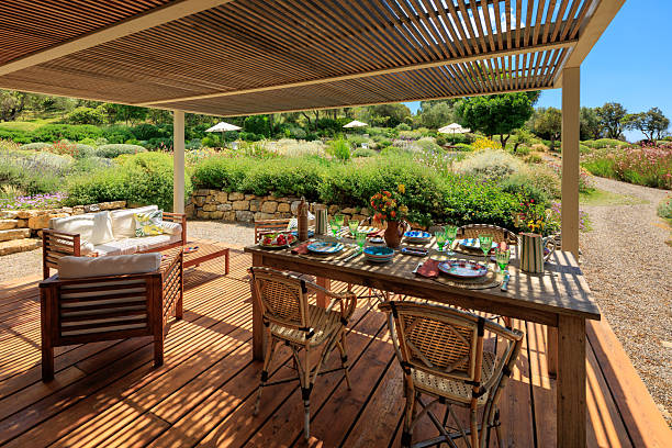 Italian garden by the sea