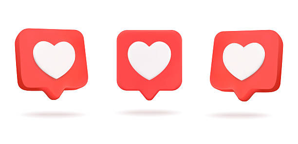 istock 3d heart textbox, love social emoticons in minimal style in different angles, isolated on background. Love emoji icons in 3d vector 2220501623
