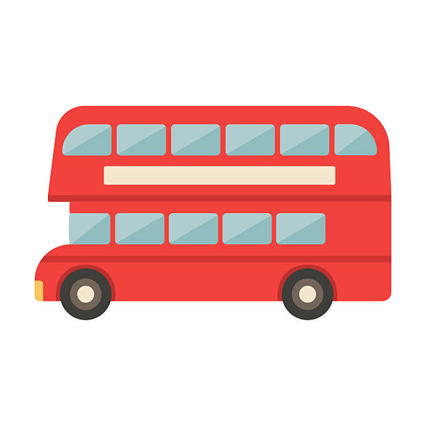 English red double-decker bus. Vector illustration isolated on white background.