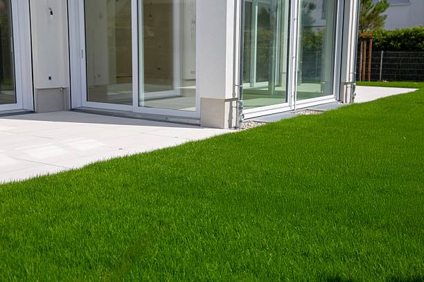 istock Newly laid turf on a new detached house 2220514459