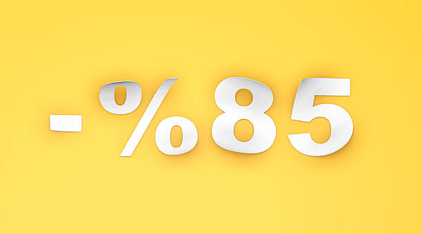 istock 85% Discount Paper Text on Yellow Background 2220516014