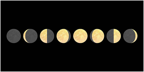 istock Vector illustration of phases of the moon. Lunar cycle on black background. 2220521509