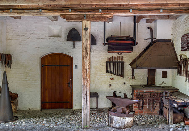 Historical smithy in Grünwald Castle, near Munich, Upper Bavaria, Bavaria, Germany, Europecal smithy in Grünwald Castle, near Munich, Upper Bavaria, Bavaria, Germany, Europe