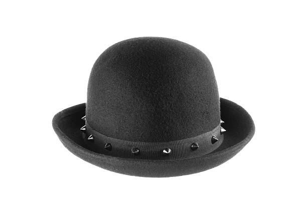 Black classic bowler hat isolated on white background