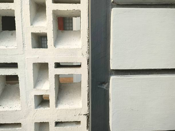 istock Concrete ventilation blocks and modern cement wall in geometric pattern. 2220539101