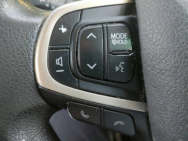 istock Close-up of steering wheel control buttons in a modern car, 2220539319