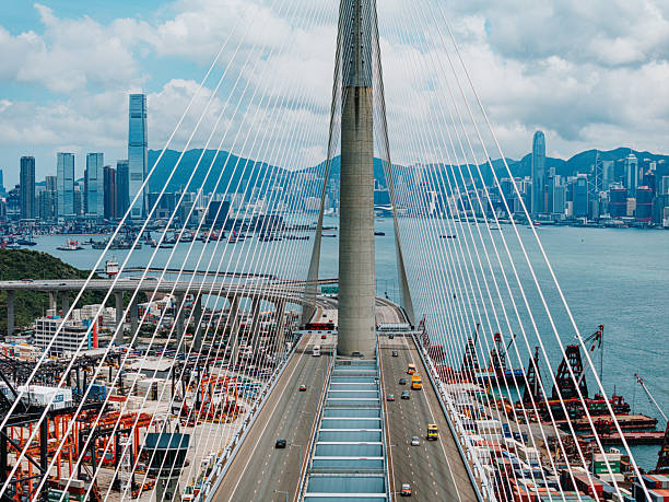 istock Stonecutters Bridge with Hong Kong Skyline in the Background 2220545206