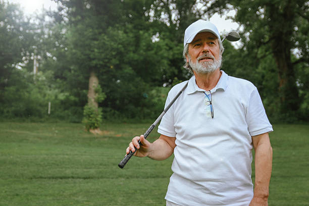 istock Active life of senior rich man play golf 2220547009