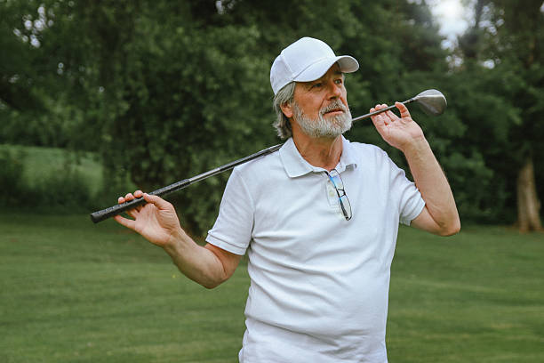 istock Active life of senior rich man play golf 2220547025